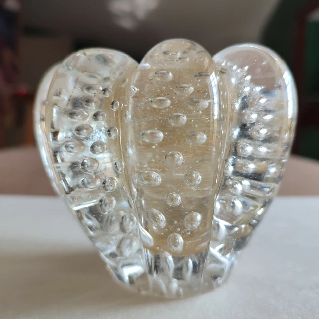 Antico portacandela vetro bullicante oro Murano Barovier Seguso