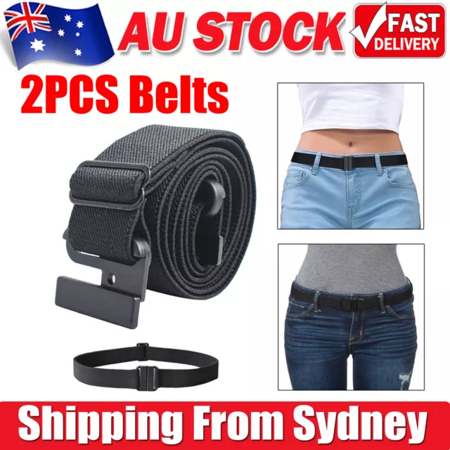 2PCS Buckle-free Elastic Invisible Belt for Jeans No Bulge No Hassle No Non-Slip