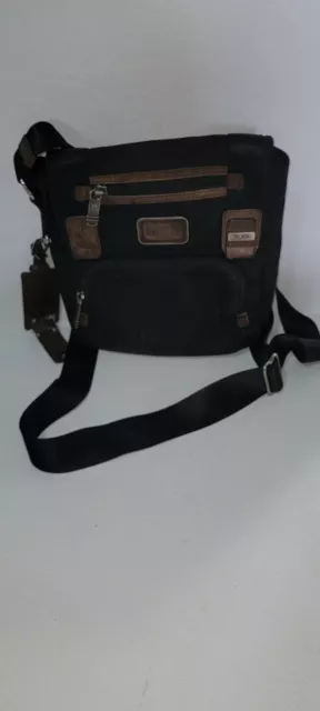 Tumi 22306HKH Tumi Barton Black  With Brown Leather Trim Crossbody Bag (F5)