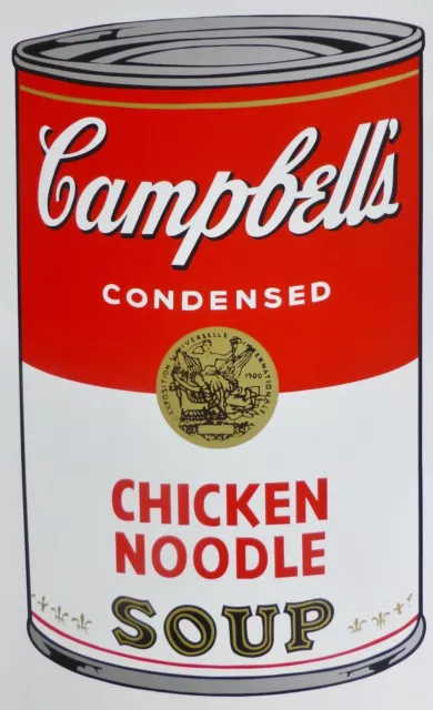 Andy Warhol Campbells' Pollo Noodle Zuppa Lattina Sunday B.Mattina Serigrafia