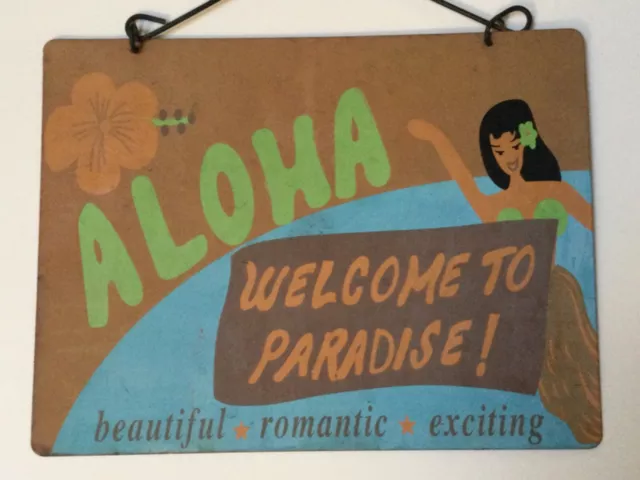 Vintage Aloha Welcome To Paradise Sign Hawaii