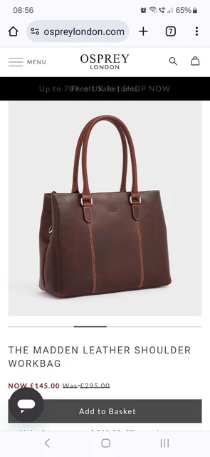 OSPREY LONDON THE Madden Leather Shoulder Workbag Cognac Brown Used Once 80.00 PicClick UK