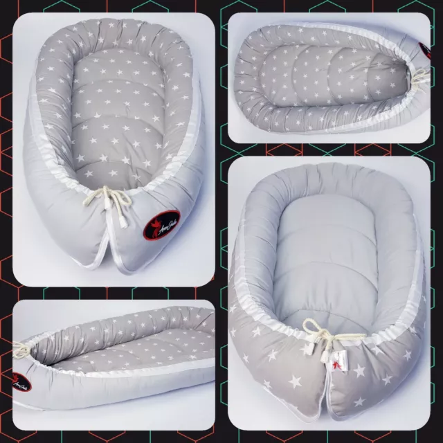 BABY NEST POD cocoon normal size 0-6m HIGH QUALITY grey white stars