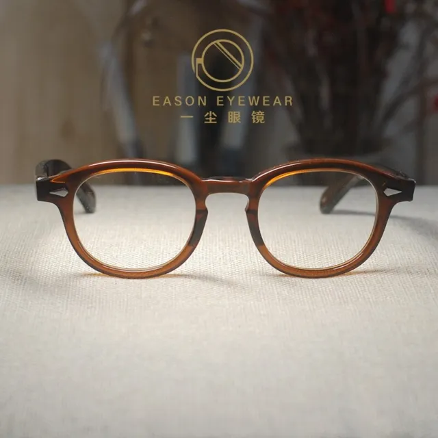 Vintage brown acetate eyeglasses frame brown Johnny Depp glasses men's eyewear M