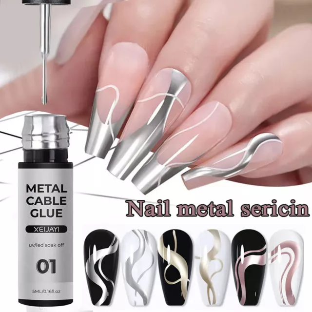 5ml Glitter Mirror Nail Polish Ultra Thin Gel Nail Polish Drawing Wire UK ┛