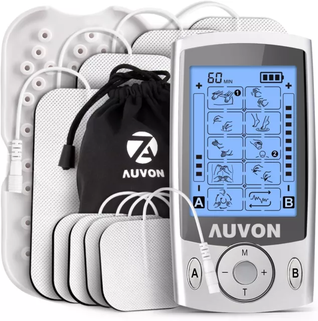 AUVON Dual Channel TENS Machine for Pain Relief, TENS Unit Muscle Stimulator