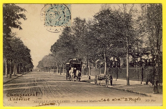 cpa 92 - NEUILLY sur SEINE (Saint James) Boulevard JERSEY transport HIPPOMOBILE