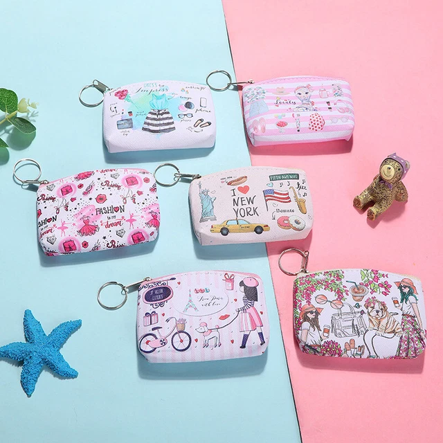 Mini cartone animato carino borse per monete casual chiavi portamonete cerniera moneta pu Ba S1