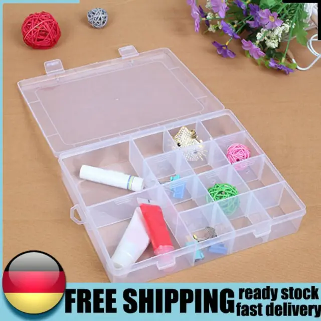 14 compartimentos plástico transparente joyería caja pendientes perlas pastillas almacenamiento