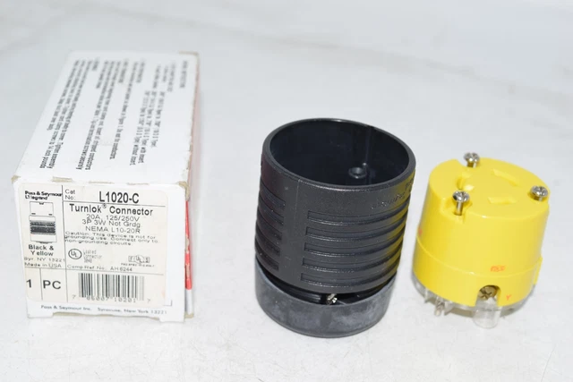 New Legrand Pass & Seymour L1020-C Turnlok Connector 20A, 125/250V, 3 Pole