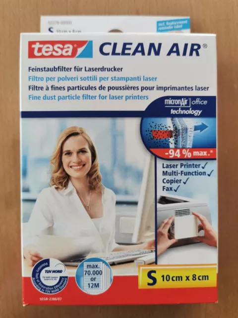 tesa CLEAN AIR effektiver Feinstaubfilter für Laserdrucker  Grösse S 10 x 8 cm