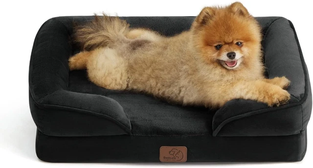 Small Orthopedic Dog Bed - Washable Bolster with Removable Washable Cover, Black