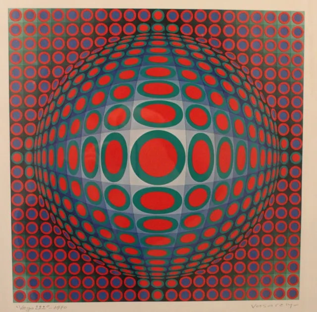 Victor Vasarely, Vega 22 (1970), Titrée Datée Et Signée 40x40