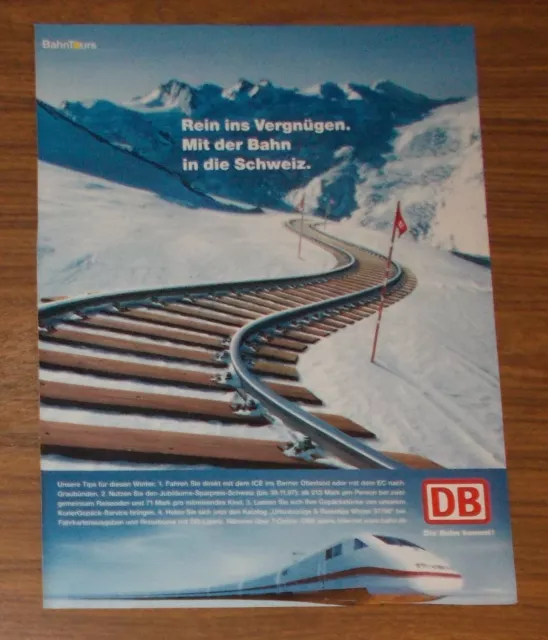 Seltene Werbung DEUTSCHE BAHN BahnTours - Mit der Bahn in die Schweiz 1997