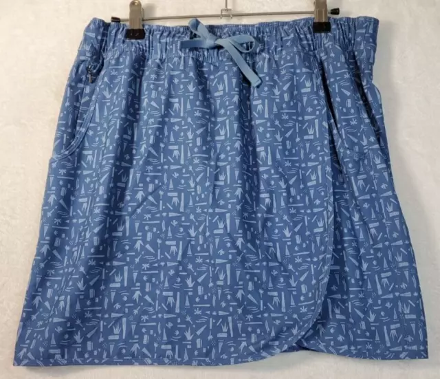 Patagonia Skort Womens Size Medium Blue Geo Print Polyester Pockets Drawstring