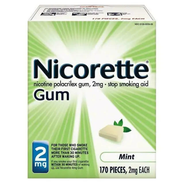 Ayuda para dejar de fumar con goma Nicorette nicotina como nueva - 170 piezas, 2 mg cada una