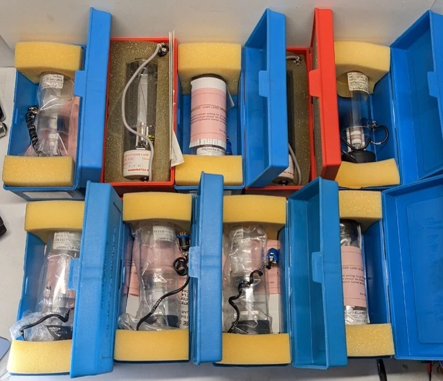 Lot of 9 Perkin Elmer and Hananatsu AA Hollow Cathode Intensitron Lamp