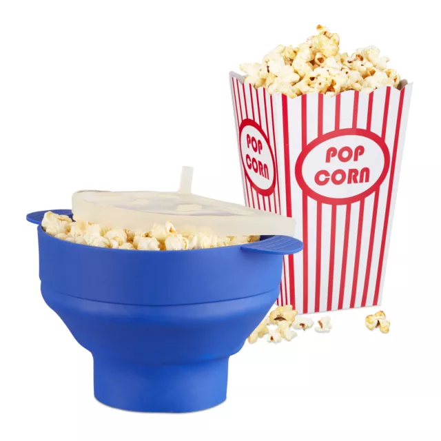 Bol à pop-corn micro-ondes four bol silicone couvercle poignées sans huile