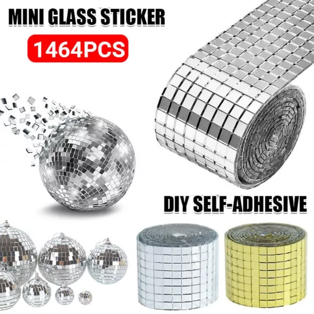 DIY Mini Mosaic Tiles Self-Adhesive Square Mirror Glass Wall Sticker Decors AU