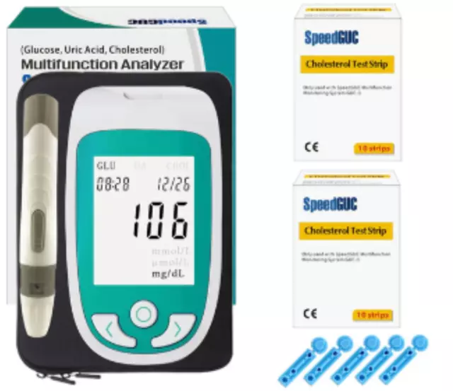 Cholesterol Measuring Test Kit Meter Monitor Device 20 Test Strips 20 Lancets
