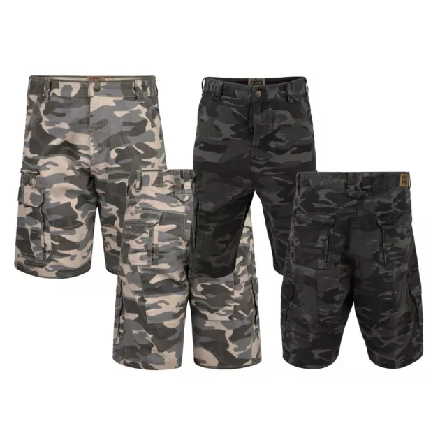 Kam Mens Camo Cargo Shorts Loose Fit Zip Fly Multi Pockets Half Pants For Summer