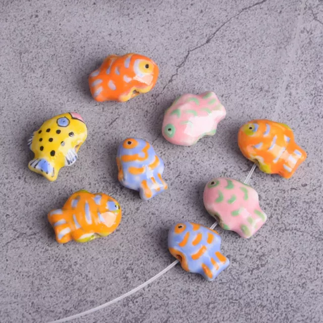 5pcs Fish Shape 13x18mm Handmade Painting Ceramic Porcelain Loose Beads DIY Lot