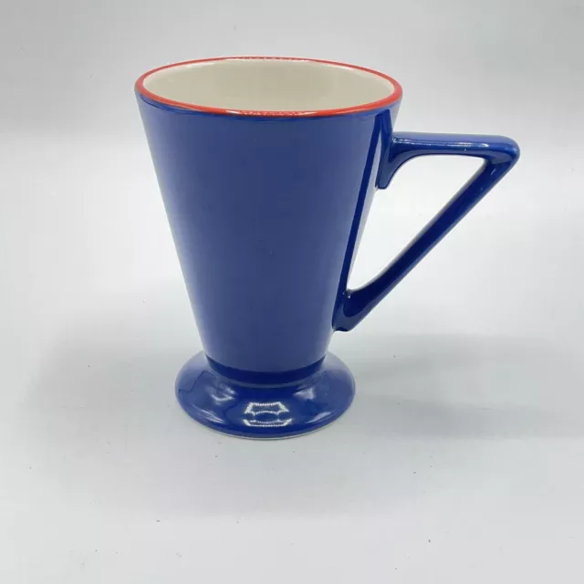 Churchill Vintage MCM Cone Cup Mug Blue With Orange Trim Made in England