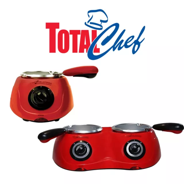 Total Chef Electric Chocolate Fondue Melter Machine with Melting Pot - Red