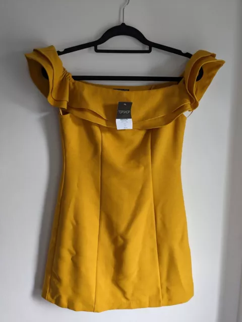 BNWT TOPSHOP YELLOW Ruffle Bardot Dress 10 RRP 42 Summer Holiday Occasion 16.99 PicClick UK