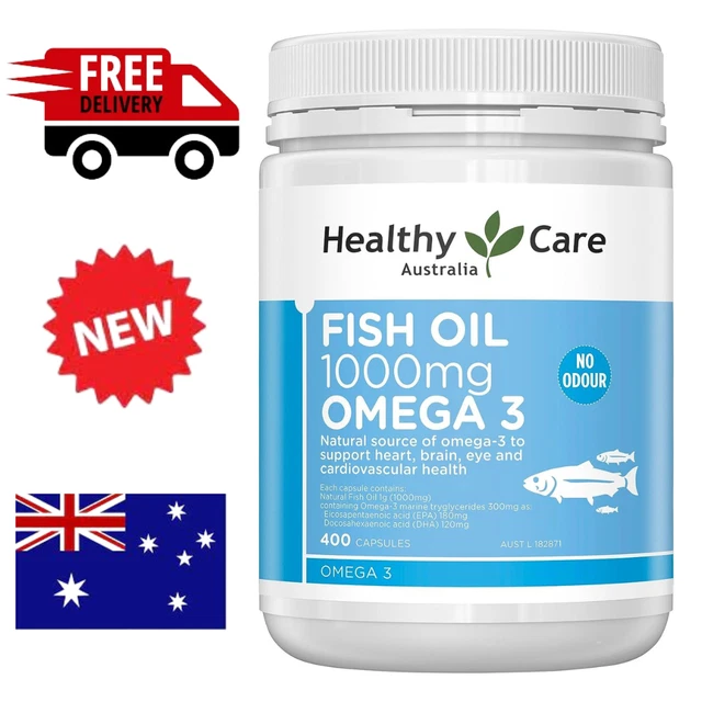 Healthy Care Fish Oil 1000mg Softgel Capsules, Blue, 400 Count