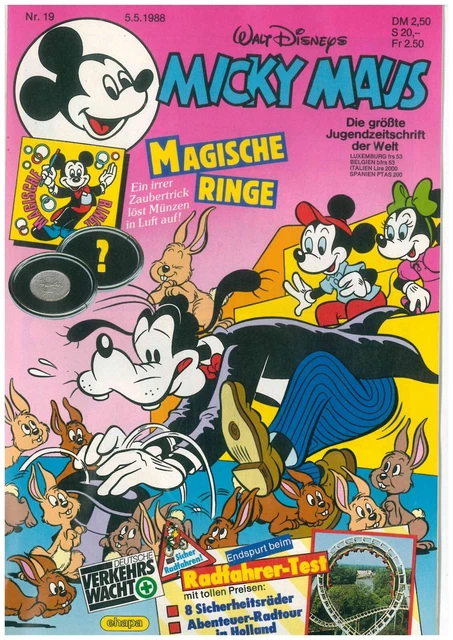 Micky Maus Heft Nr.19-1988 mit allen festen Beilagen ungelesen Z 2 (M34