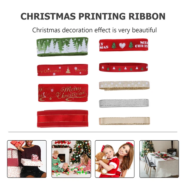 9Pcs Schneeflocke Band DIY Geschenk Wrap Bänder Weihnachten Kranz Bogen 10