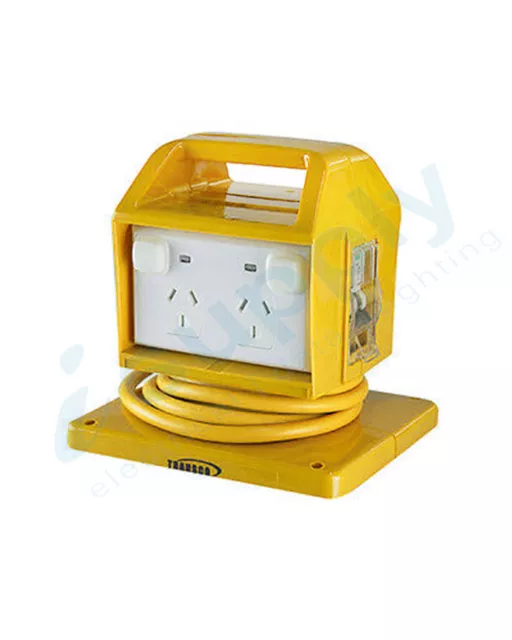 15 amp Portable Power Outlet Power Point Socket RCBO Protected Yellow