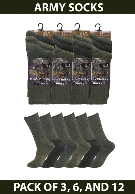 3 6 12 PAIRS Mens Army Military Combat Thermal Socks Hiking Boot warm UK 6-11