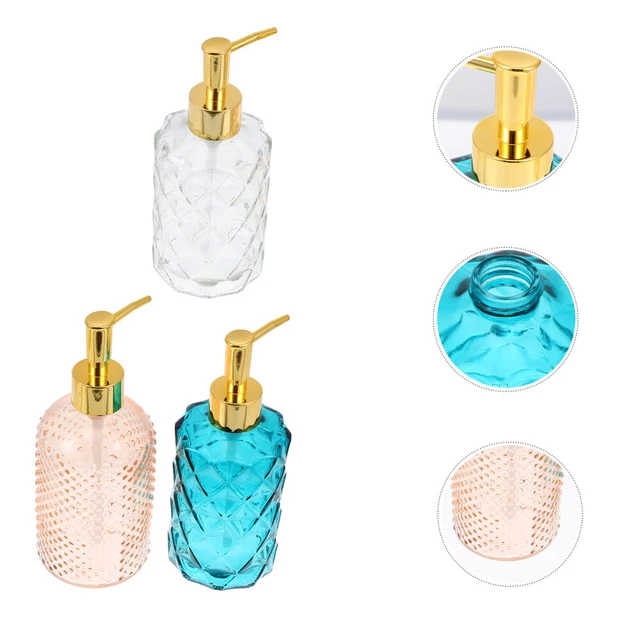 3 piezas loción vacía bomba botellas prensa de vidrio bomba botellas champú