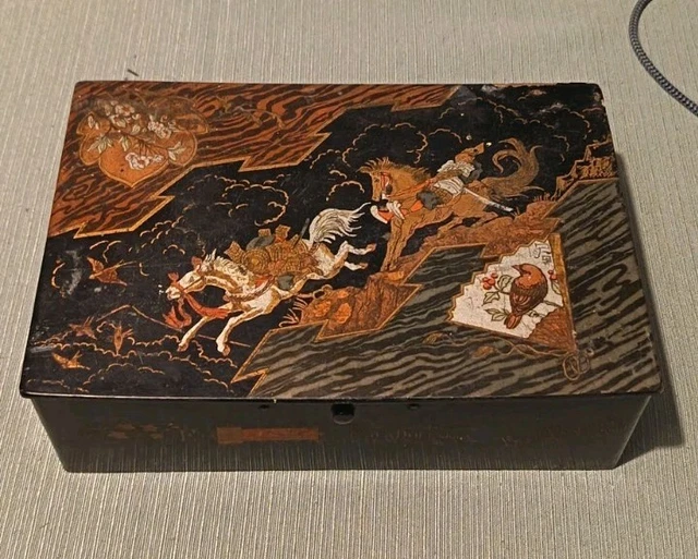 ANCIENNE BOITE COFFRET Asiatique En Papier Mache EUR 25,00 - FR