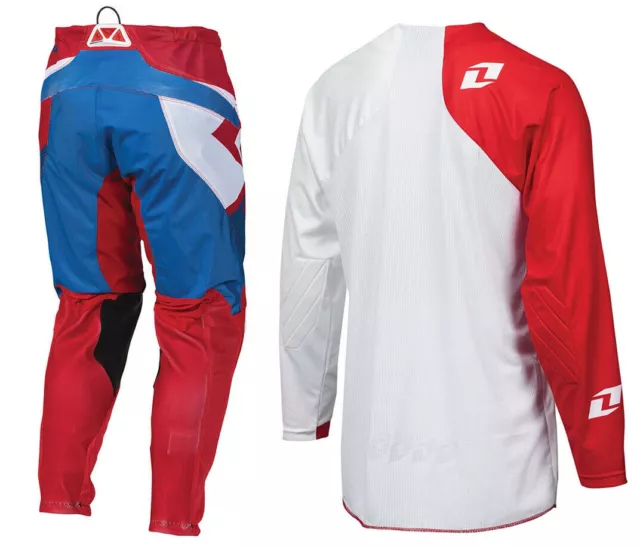 ONE INDUSTRIES ATOM BELÜFTET MOTOCROSS KIT ROT WEISS BLAU Hose Trikot Patriot 2