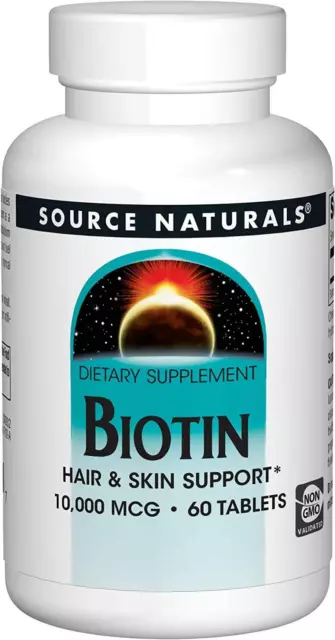 Source Naturals Biotin 10.000mcg 60 Tabletten starkes Haar, Haut & Nägel Vitamin B