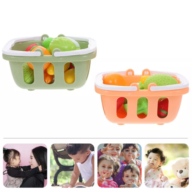 2 juegos cesta infantil con juguetes frutas y verduras