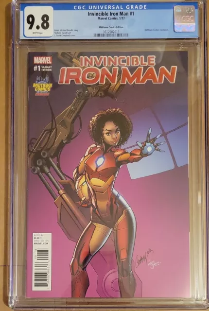 Invincible Iron Man 1 Cgc 9.8 Midtown Campbell Variant First  Solo Series 2017