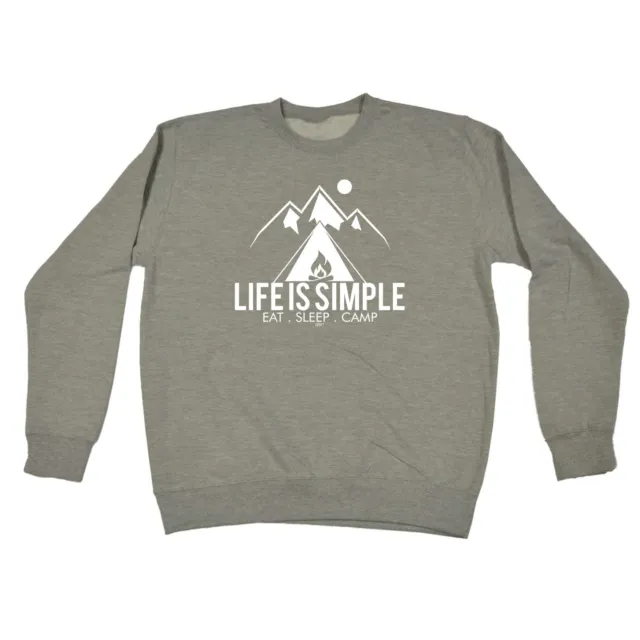Life Is Simple Eat Sleep Camp - Mens Novelty Funny Sweatshirts Jumper Sweatshirt