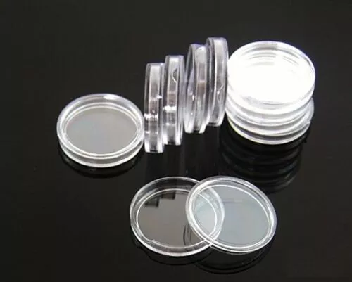 40mm Coin Holder Collection Round Plastic Clear Container Case 10pc M11 3