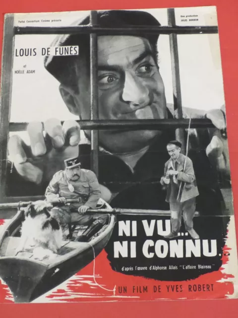 rare dossier de presse de 1958 - NI VU NI CONNU - Louis de FUNES - Yves ROBERT -