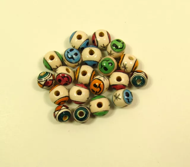 Porzellan Keramikperlen Bastelschmuck bunt rund 18x7mm Loch 2mm Handarbeit 20Stk