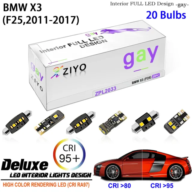 20 Bulb LED Interior Light Kit for BMW X3 F25 White LED Dome Light Bulbs Upgrade