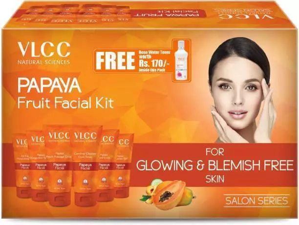 Kit facial aux fruits papaye VLCC + toner à l'eau de rose GRATUIT d'une...