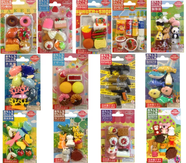 New Ty Iwako Japanese Novelty Puzzle Animal Rubber Eraser School Sets Packs
