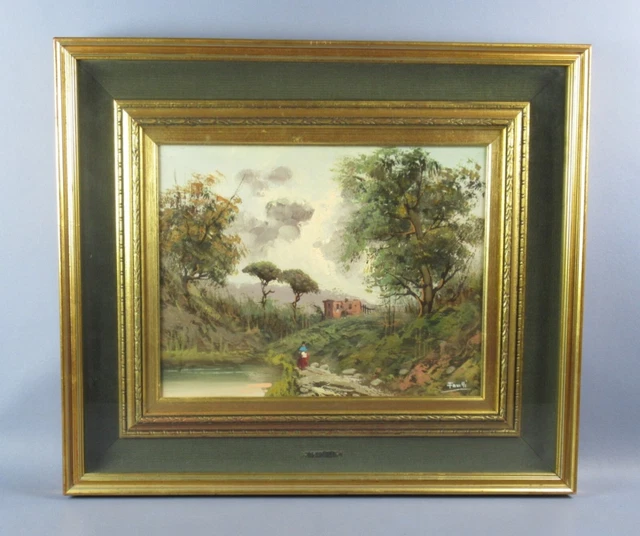 Quadro dipinto olio su faesite firmato Favelli Flavio paesaggio vintage anni ‘70