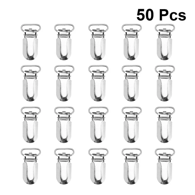 50 pz clip bretelle per ciuccio in metallo tuta clip becco d'anatra