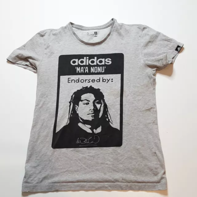 Adidas Ma'a Nonu New Zealand All Black Rugby T-shirt / Tee Sz Small Adult Grey